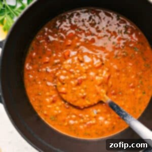 Rustic Mediterranean Lentil Soup 3 Close-up of a rustic bowl filled with Mediterranean Lentil Soup.