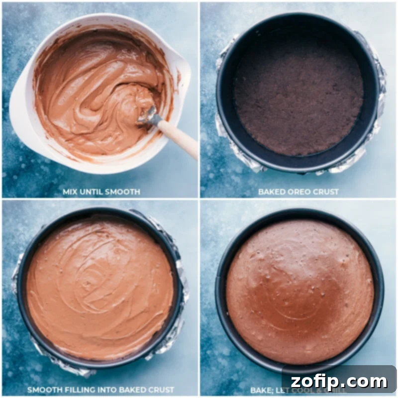 Close-up image of a Chocolate Cheesecake showcasing its smooth surface and perfectly set texture.