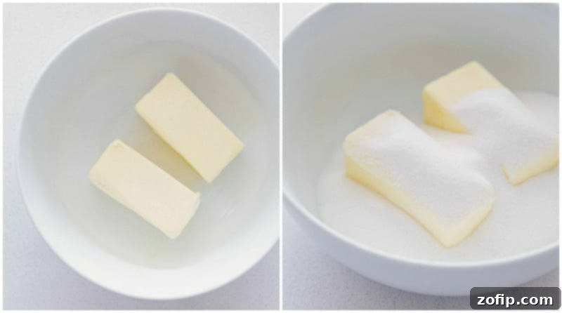 The butter and sugar added to a bowl and it all creamed together for the dough base.