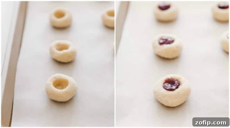 Process shots: unfilled and filled cookies