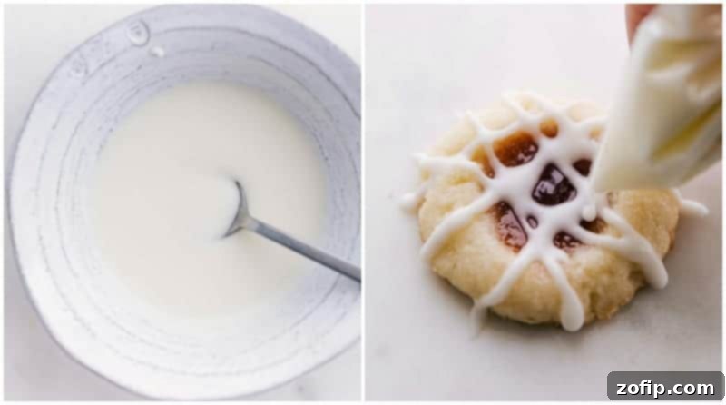 Process shots: mix the glaze; pipe over the cooled cookies