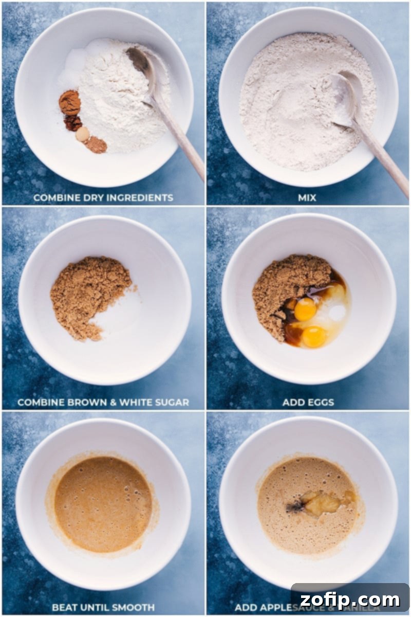 Separate bowls of wet and dry ingredients meticulously prepped for baking carrot cake cupcakes.