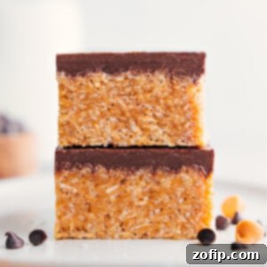 Classic Scotcheroos 3 Two Scotcheroos bars stacked on top of each other.