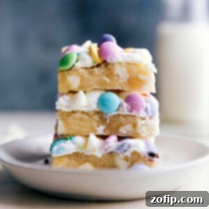 Stacked Spring Confetti Bars, showing their vibrant layers and tempting texture.