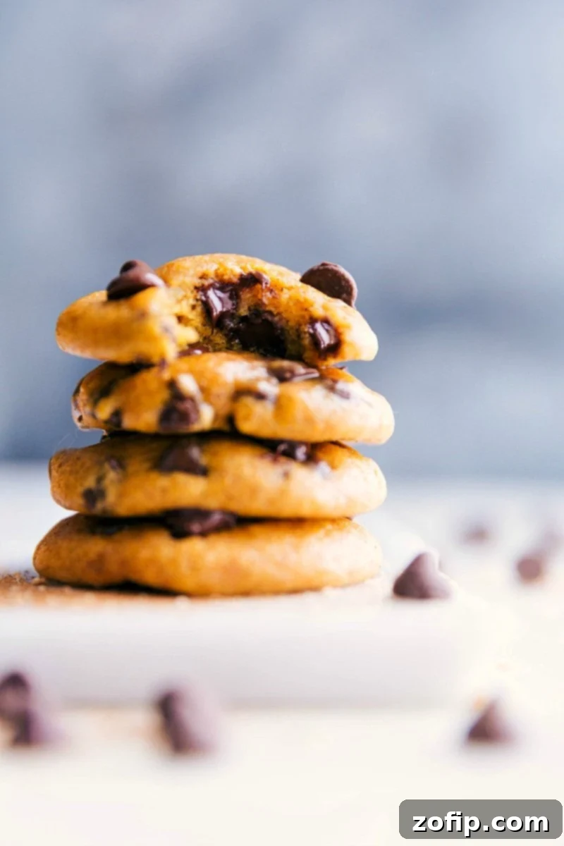 Small Batch Pumpkin Cookies Stacked with a Bite Taken Stacked small batch pumpkin cookies with the top one featuring a missing bite, showcasing their texture and inviting warmth.