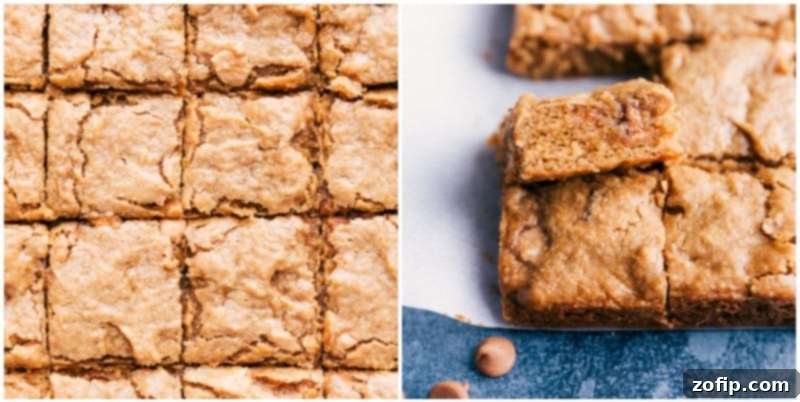 Image of the Peanut Butter Banana Bars neatly cut into perfect squares, showcased on a wooden board, ready to be served or stored. The image highlights the even texture and appealing appearance of the healthy baked good.