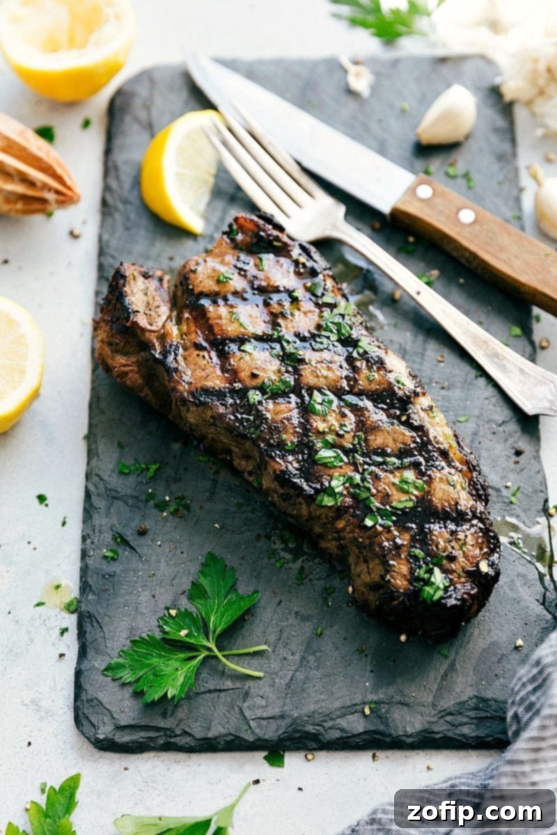 The finished product! Steak after it's been in steak marinade and grilled. Beautifully cooked steak fresh off the grill, with perfect char marks and glistening juices
