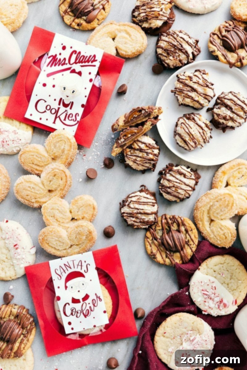 A festive tray of various 3-ingredient Christmas cookies ready to be served, highlighting their simple elegance.
