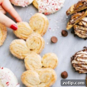 Classic crispy Palmiers cookies coated in caramelized sugar.