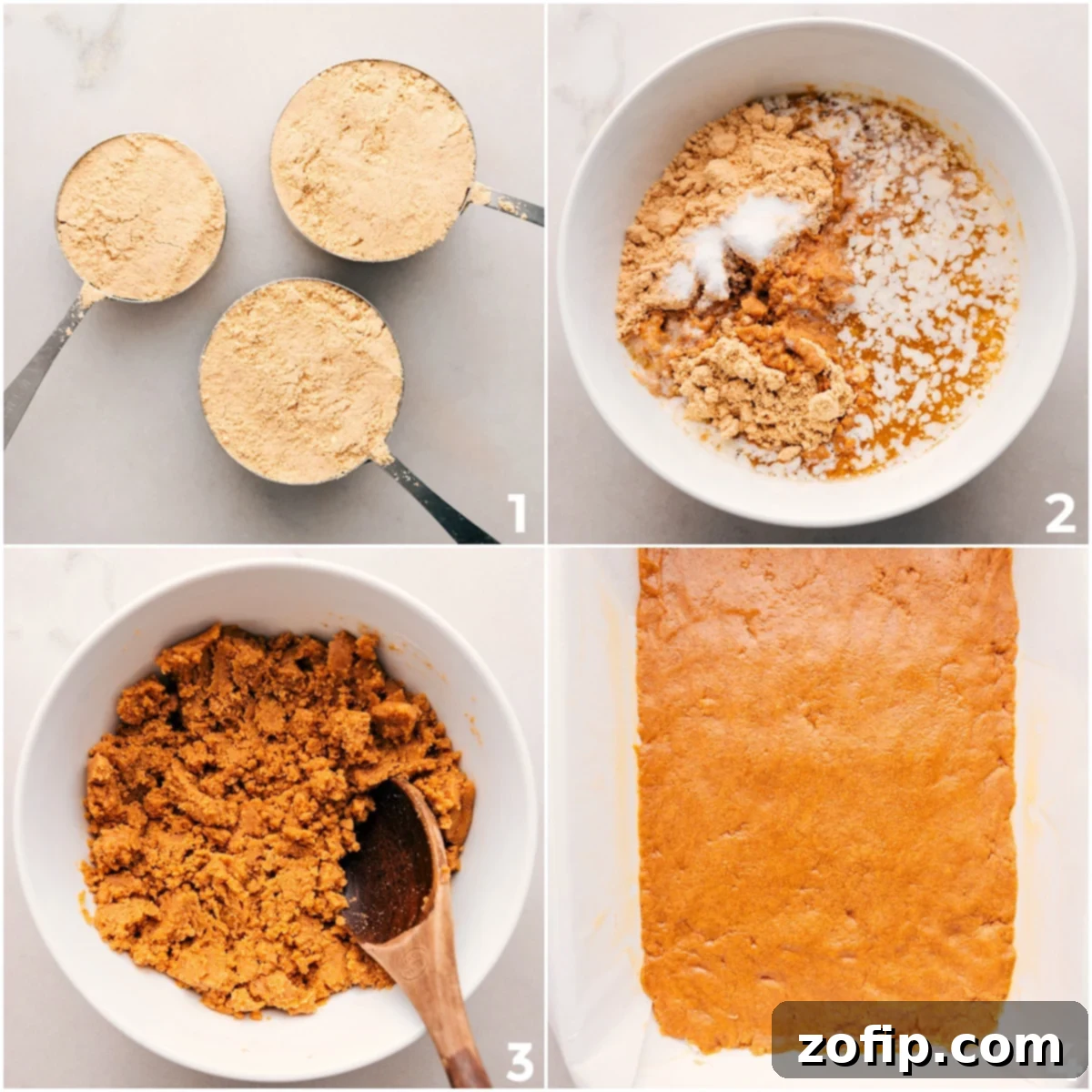 Achieving the Best Graham Cracker Crust for 7 Layer Bars The perfectly pressed graham cracker crust evenly spread into the baking pan, ready for the delicious layers of 7 Layer Bars.