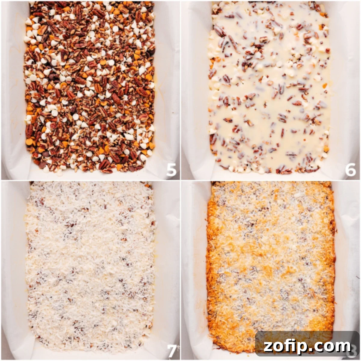 Step-by-Step: How To Make The Best 7 Layer Bars All the vibrant ingredients for 7 Layer Bars layered perfectly on the graham cracker crust, freshly baked to golden perfection.
