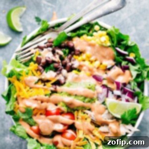 Crisp BBQ Chicken Salad with shredded rotisserie chicken, fresh vegetables, and spicy ranch dressing
