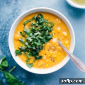 Creamy Potato Corn Chowder, ready to be served.