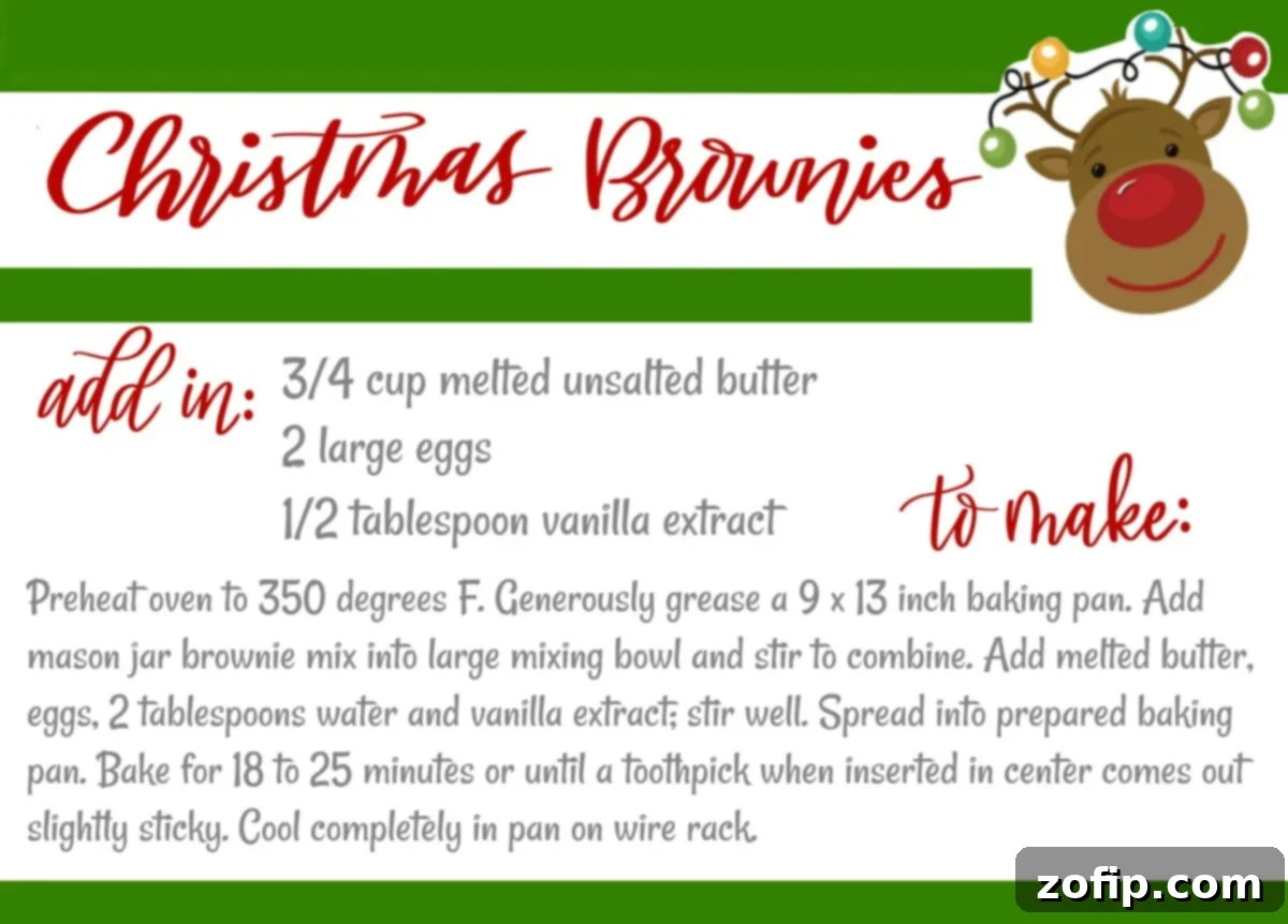 The Best Christmas Brownies A festive printable recipe card for Christmas brownies.