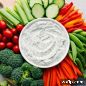 A top-down view of a small bowl filled with creamy, homemade veggie dip, ready to be served and enjoyed.