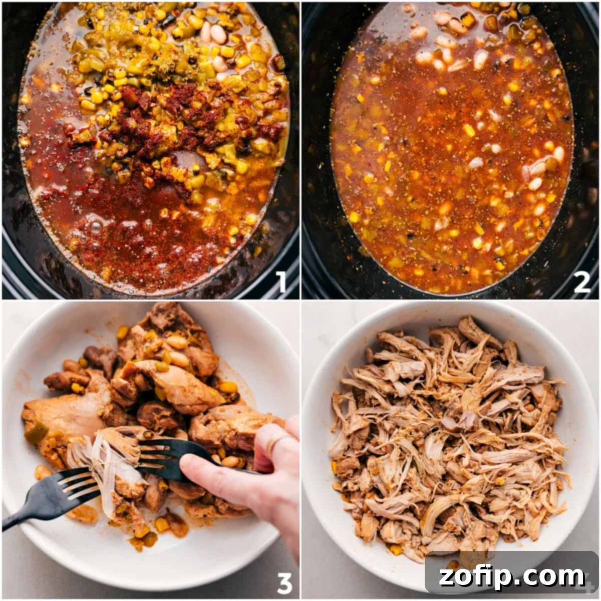 How To Make Crockpot White Chicken Chili All ingredients for the white chicken chili are being added to a slow cooker before cooking.