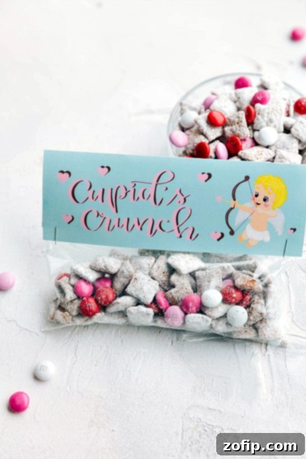 Simple Valentine's Day Gift Ideas 6 Homemade Cupid's Crunch Muddy Buddies Valentine's gift bag.