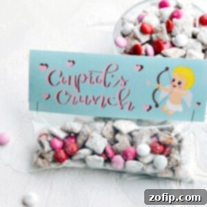 Simple Valentine's Day Gift Ideas 7 A bowl of Cupid's Crunch Muddy Buddies, a delicious Valentine's Day treat.