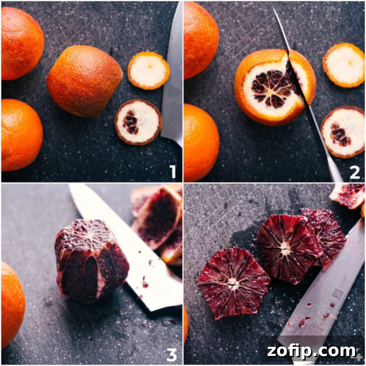 Hands carefully slicing and preparing various types of citrus fruits on a cutting board, with peels neatly removed, ready for assembly into a delicious citrus salad.
