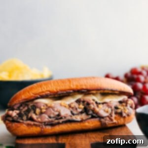 Easy and melty French Dip Sandwiches ready to be enjoyed.