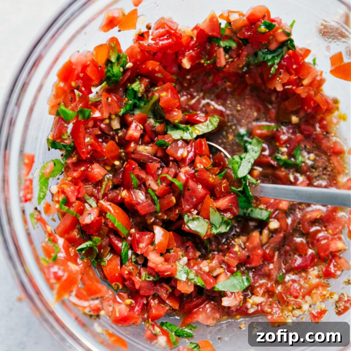 The Best Bruschetta The fresh bruschetta in a bowl to go with this dish.