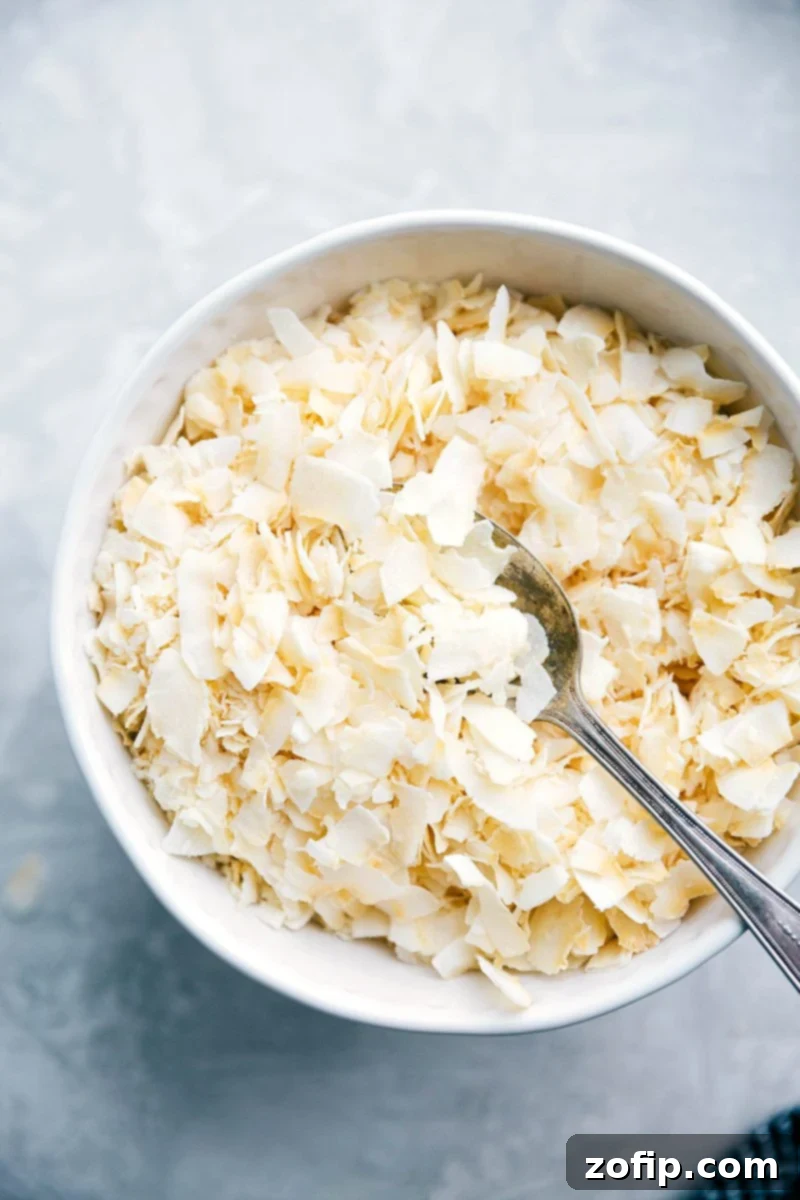 Toasted Coconut Flakes with Teriyaki Chicken Coconut flakes used to top this dish.