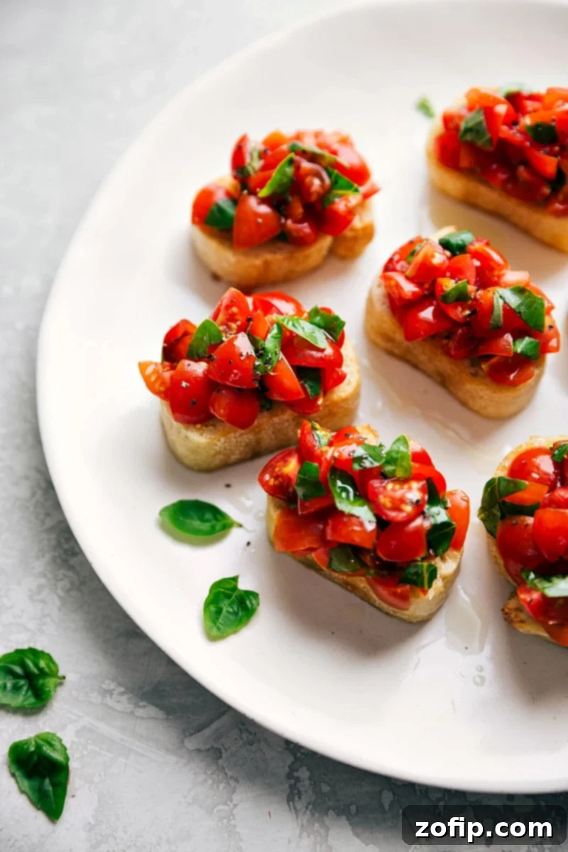 Authentic Italian Bruschetta Al Pomodoro with fresh ingredients
