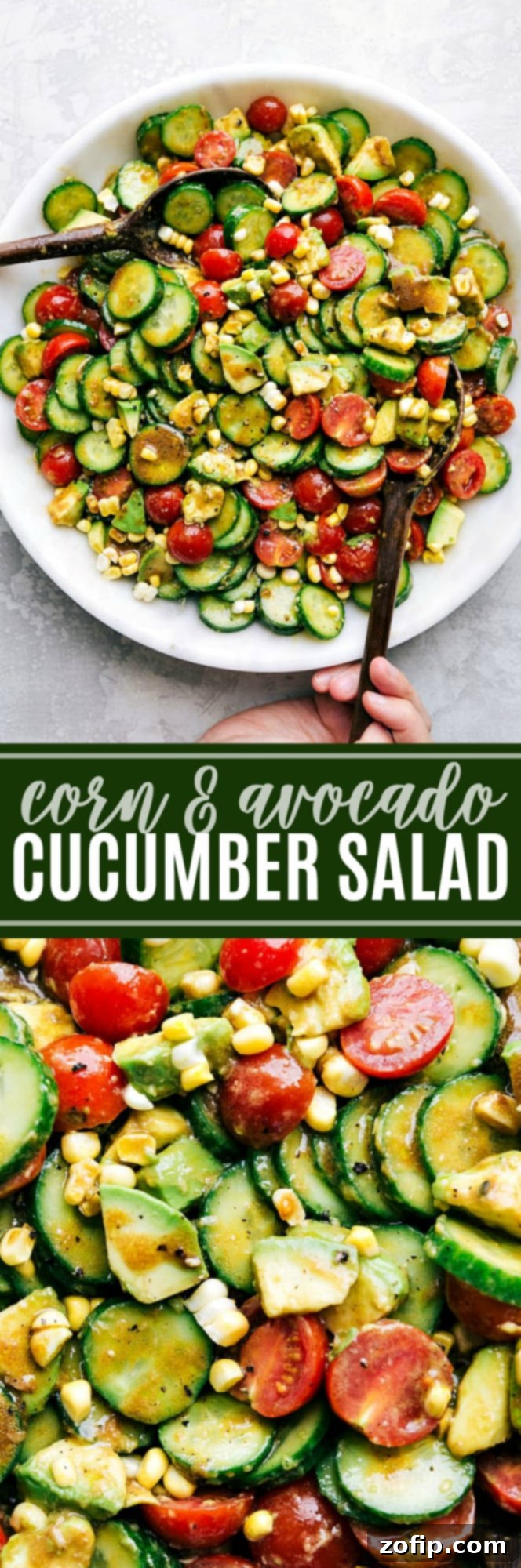 Crisp Cucumber Delight 3 The ultimate BEST EVER cucumber, corn, and avocado salad!! via chelseasmessyapron.com | #corn #avocado #salad #cucumber #healthy #potluck #summer #eat #side #dish #party #easy #quick #cornoncob #tomato #cherry #balsamic #dressing #vinegar #health