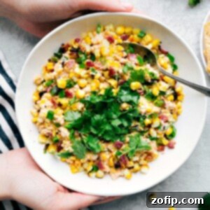 Creamy corn salad, rich and packed full of flavor, ready to be enjoyed as a delightful side dish.