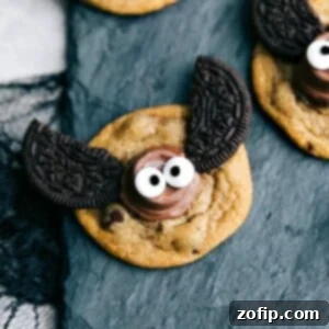 Finished Bat Cookies, showcasing the Rolo body, Oreo wings, and candy eyeballs.