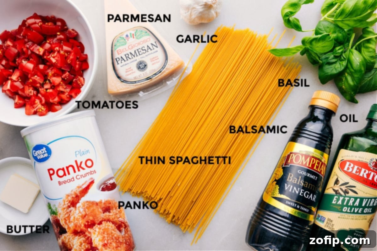 Fresh Tomato and Basil Bruschetta Pasta 4 A close-up of fresh, finely diced cherry tomatoes and basil, key ingredients for Bruschetta Pasta.