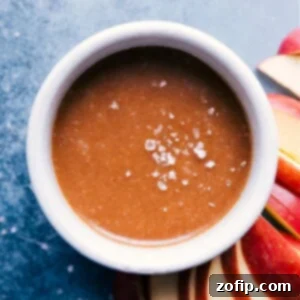 Healthy Caramel Sauce in a bowl, ready to be served or drizzled.
