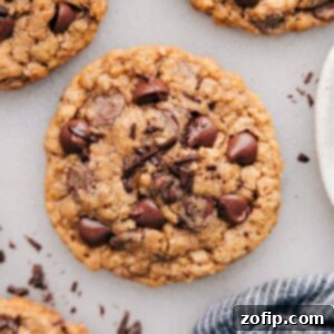 Coconut Oil Oatmeal Cookies with melty chocolate ready to be served.