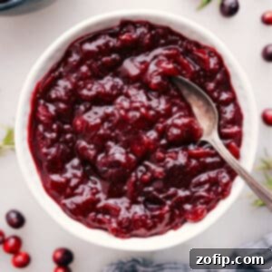 A bowl of rich homemade cranberry sauce
