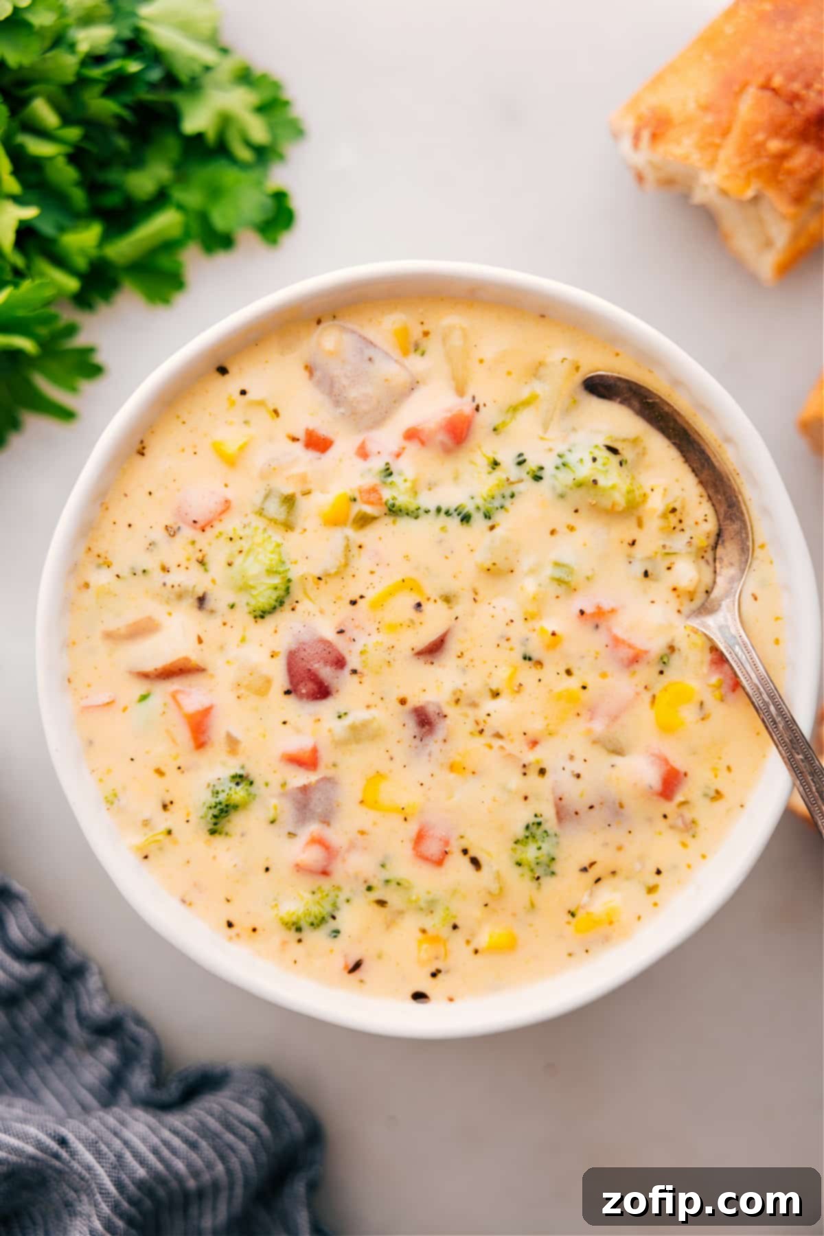 The Best Creamy Vegetable Soup Recipe A vibrant bowl of the best Creamy Vegetable Soup, steaming and ready to be enjoyed with fresh herbs on top.