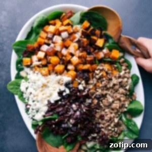 Butternut squash salad, freshly dressed and ready to enjoy.