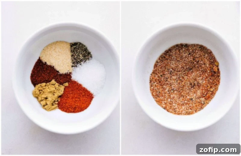 A vibrant array of spices arranged on a dark surface, ready to season the sweet potatoes