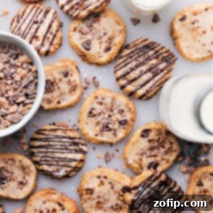 Buttery Toffee Shortbread 5 Finished Toffee Shortbread Cookies with chocolate drizzle