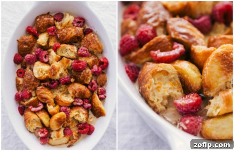 Easy Bread Pudding Prep - Oven Ready Delight Unbaked easy bread pudding recipe in a dish, ready for the oven.