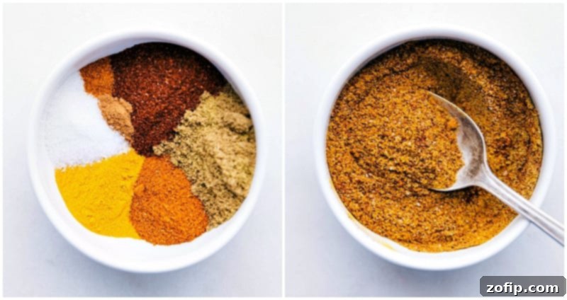 Moroccan spices for carrot salad, including cumin, coriander, paprika, and cinnamon