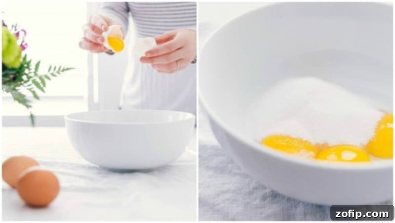 Image of the eggs being added to these Tuxedo Cremes Brûlée.