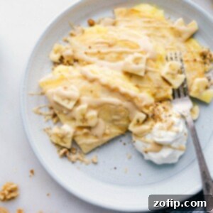 Delicious Banana Crepes with Custard and Walnuts