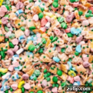 A bowl of finished Leprechaun Bait, a sweet and salty St. Patrick's Day treat.