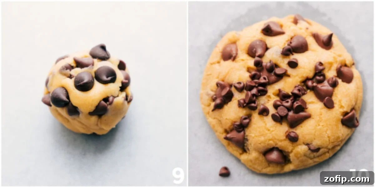 Uniformly rolled cookie dough balls, ready for chilling and baking, with a few already on a lined baking sheet.