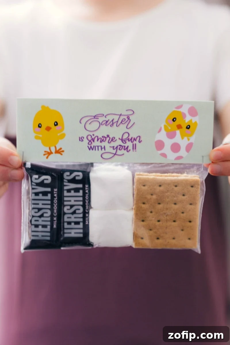 Make Easter S'more Fun with You Treat Bags Picture of a person holding the S'more Fun Easter bag.