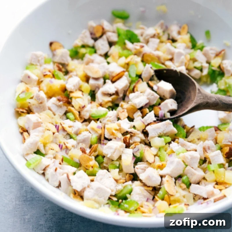 All the ingredients for the recipe being mixed together in a large bowl, blending flavors and textures, promising a delicious outcome.