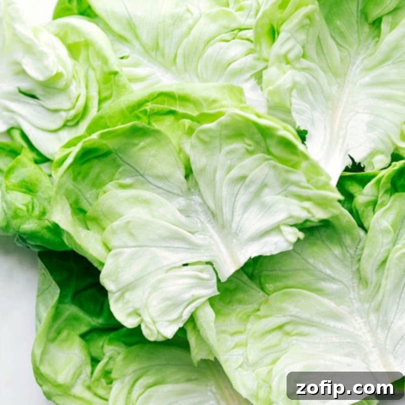 Lettuce leaves used in these ground beef lettuce wraps, ready to be filled and rolled with flavorful ground beef.