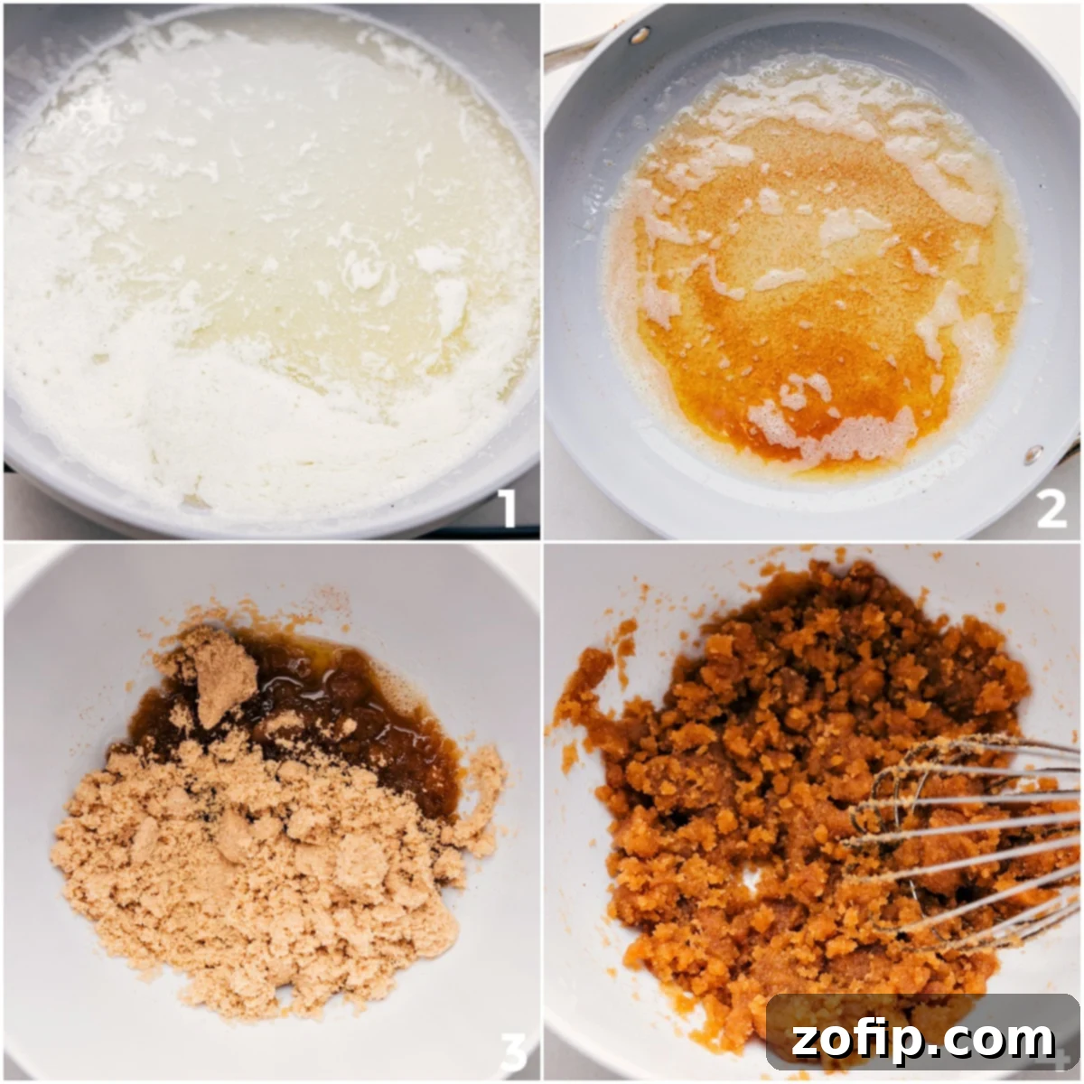 The Essential Step: How to Brown Butter for Blondies Unsalted butter melting and then browning in a light-colored saucepan, ready to be incorporated into the Snickerdoodle Blondies batter.