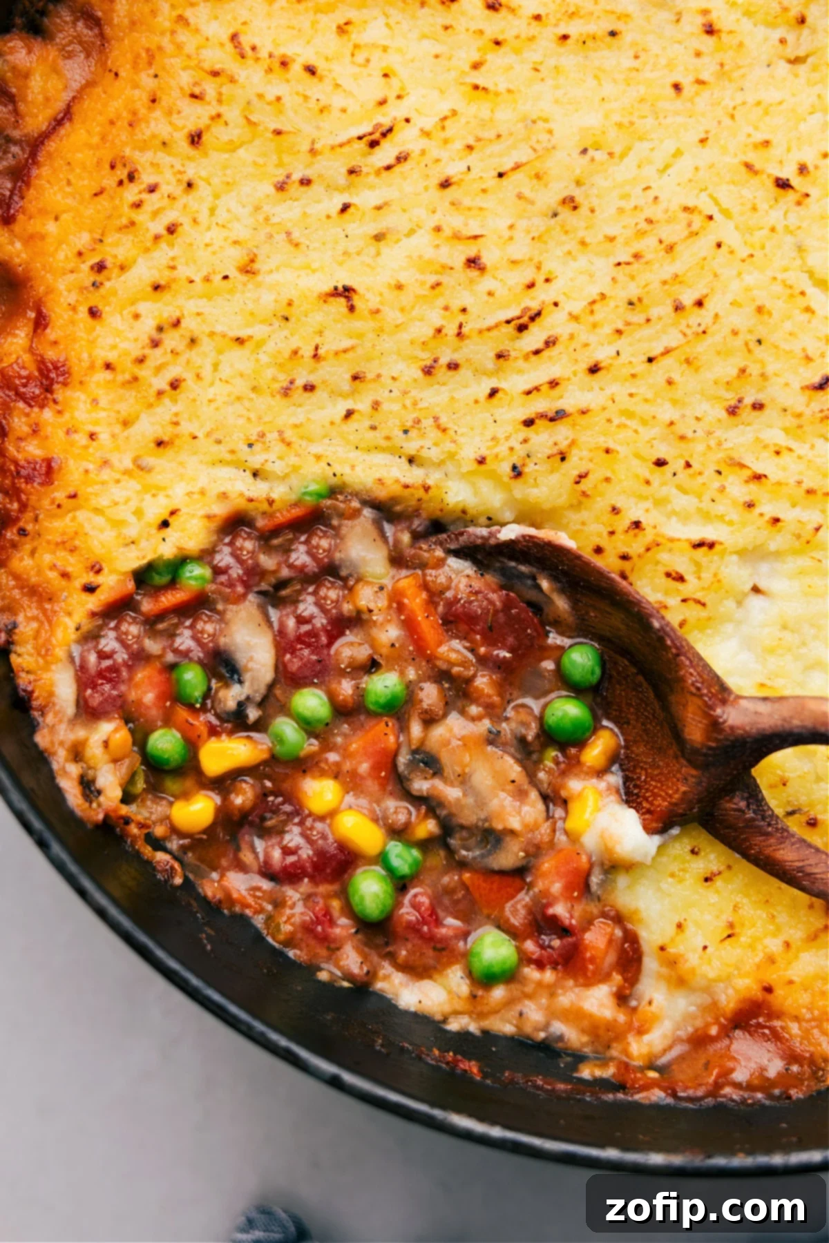 Verdant Shepherd's Pie 2 Vegetarian Shepherd's Pie with golden mashed potato topping