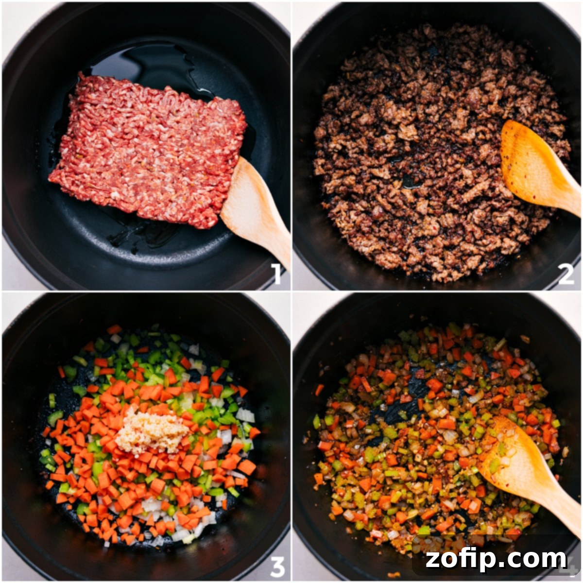 Expertly browning Italian sausage in a large pot, then removing it to sauté the mirepoix vegetables for a rich pasta soup base.